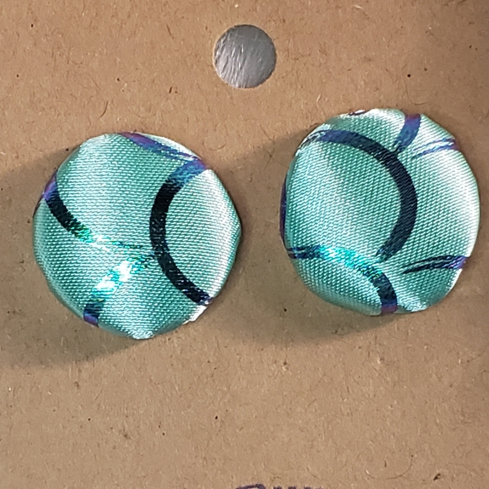 Handmade OOAK Fabric Button Earrings